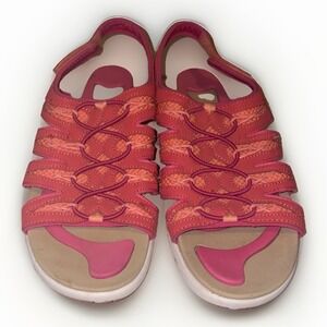 Ryka Glance Womens 9M Athletic Sandals Pink Bungee Strappy Walking Cool Mist